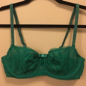 Emerald green lace bra